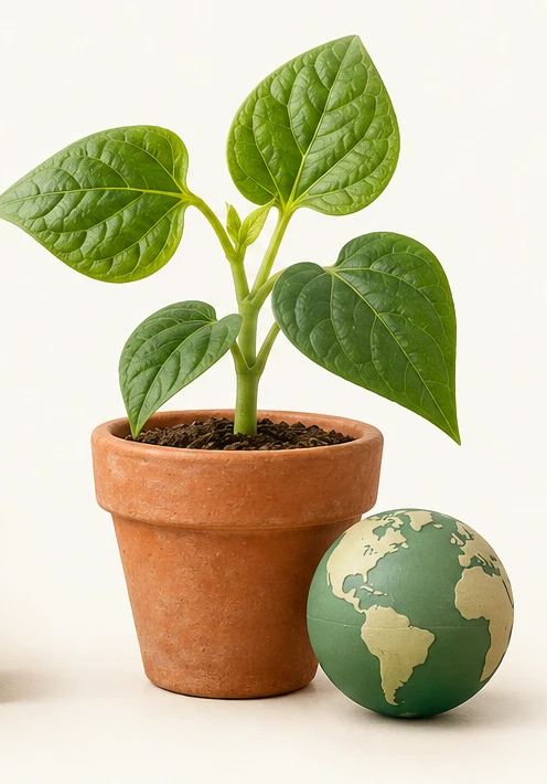 Jeune plante dans un pot